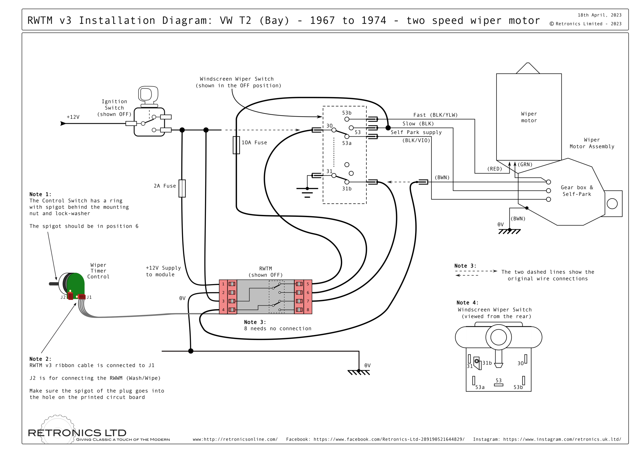 RWTM v3 Wiper Timer Kit (version 3) - VW T2 Bay 1967 - 1974 ...